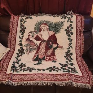Christmas Holiday Santa Clause Cotton Throw Blanket Tapestry 50" x 60"